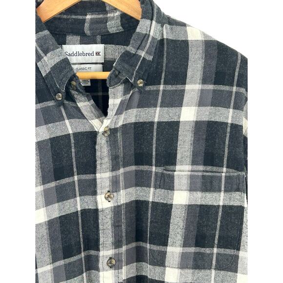 Saddlebred Men’s Shirt XL Black Plaid Flannel Button-Up Classic Fit - Picture 6 of 7